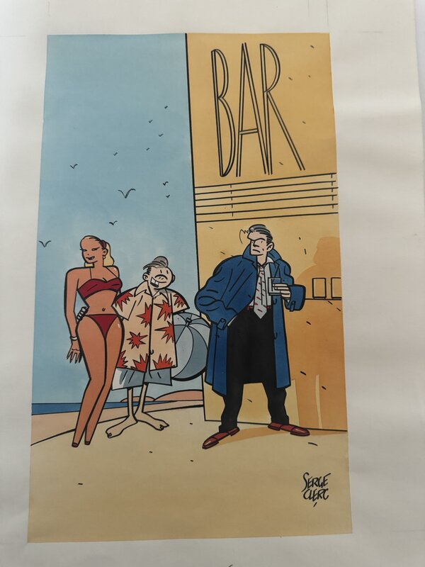 Serge clerc illustration couleur artiste et modèle - Illustration originale