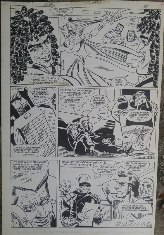 Alan Kuppetburg, Robert Campanella, Cops #12. (The Bride of Berserko) - Planche originale