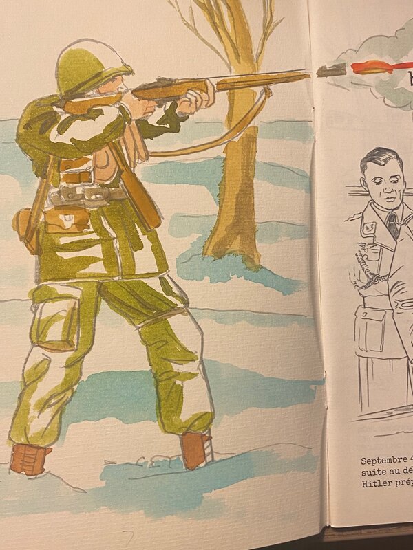 Pierre Legein, illustration originale, parachutiste américain, 