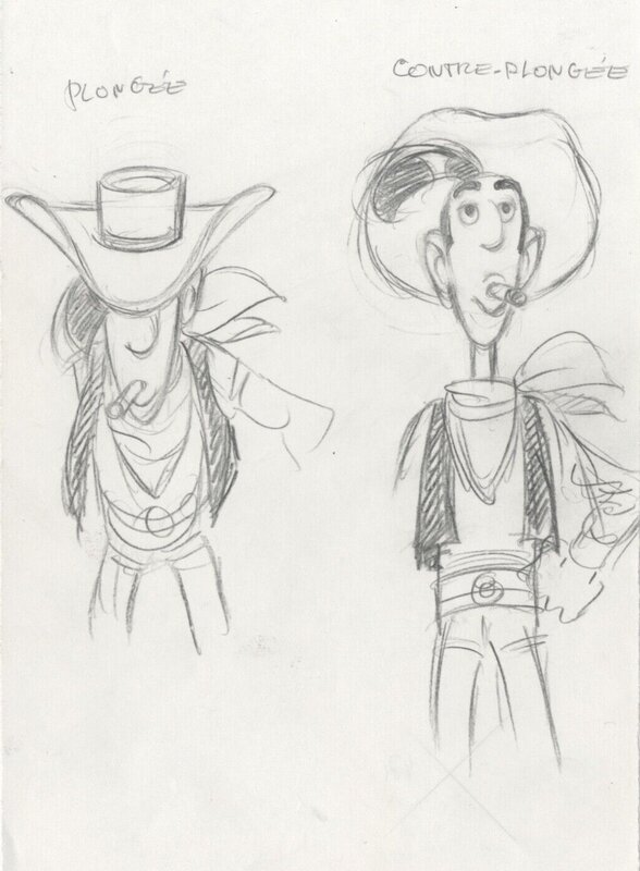 Morris, René Goscinny, Lucky Luke (Plongée/contre-plongée) - Original art