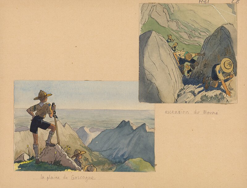1931 - Joubert - La plaine de Gascogne & L'ascension du mont Mouré - Illustration originale