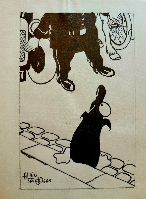 Alain Saint-Ogan, Alfred bloque la circulation - Illustration originale