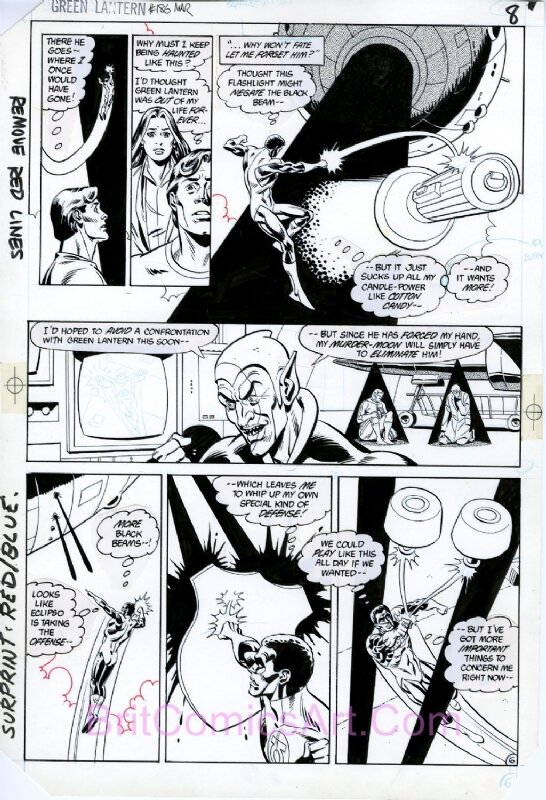Green Lantern #186 - John Stewart as Green Lantern! Sweet Action Page! Vintage 1985 Gibbons! - Comic Strip