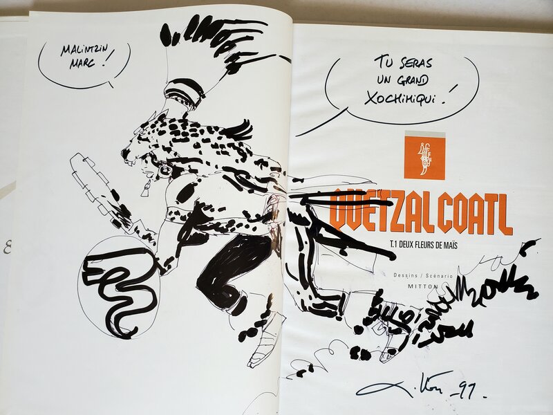 Jean-Yves Mitton, QUETZACOATL   T1 DEUX FLEURS DE MAÏS - Sketch