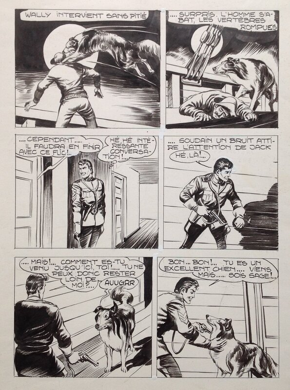 For sale - Fergal, Gallieno FERRI, Atelier Chott, Fergal (Gallieno Ferri - Atelier Chott) Thunder Jack Planche Originale 36 Wally chien Encre de Chine petit format RANCHO Bd 1955 - Comic Strip