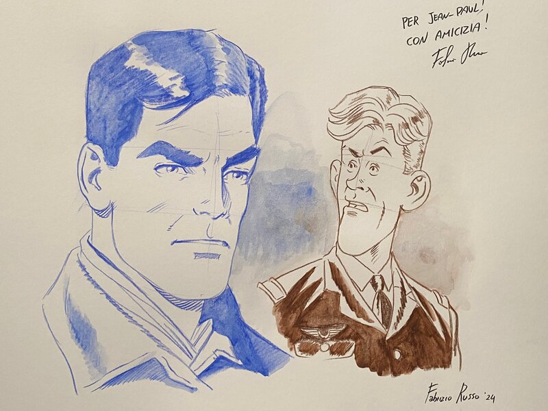 Fabrizio Russo, illustration originale, Tanguy et Laverdure. - Sketch