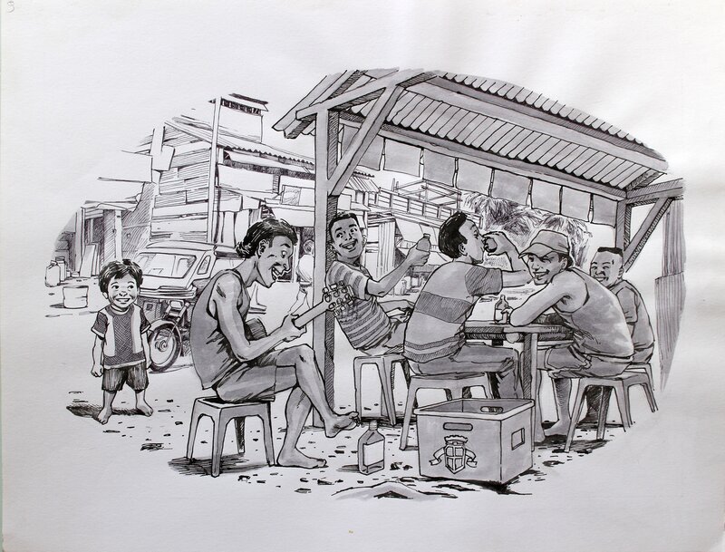 Drinking Spree by Ivan Brun - Original Illustration