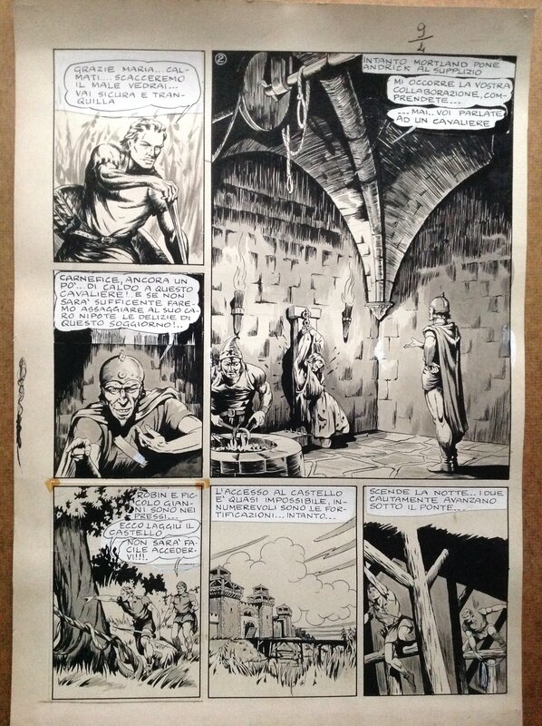 For sale - Charlas Bertrand (Atelier Chott) Robin des Bois 9 Planche Originale 3 Quand Les Loups Hurleront ,Lavis & Encre de Chine 1948 - Comic Strip