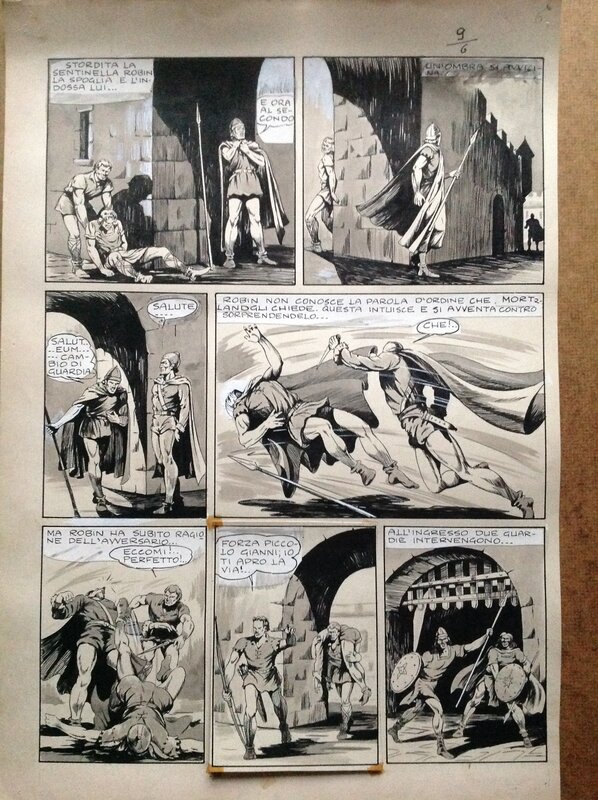 For sale - Charlas Bertrand (Atelier Chott) Robin des Bois 9 Planche Originale 5 Quand Les Loups Hurleront ,Lavis & Encre de Chine 1948 - Comic Strip