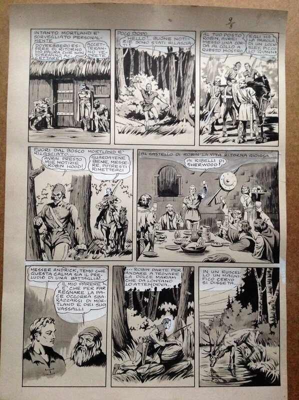 Charlas Bertrand (Atelier Chott) Robin des Bois 9 Planche Originale 7 Quand Les Loups Hurleront ,Lavis & Encre de Chine 1948 - Comic Strip