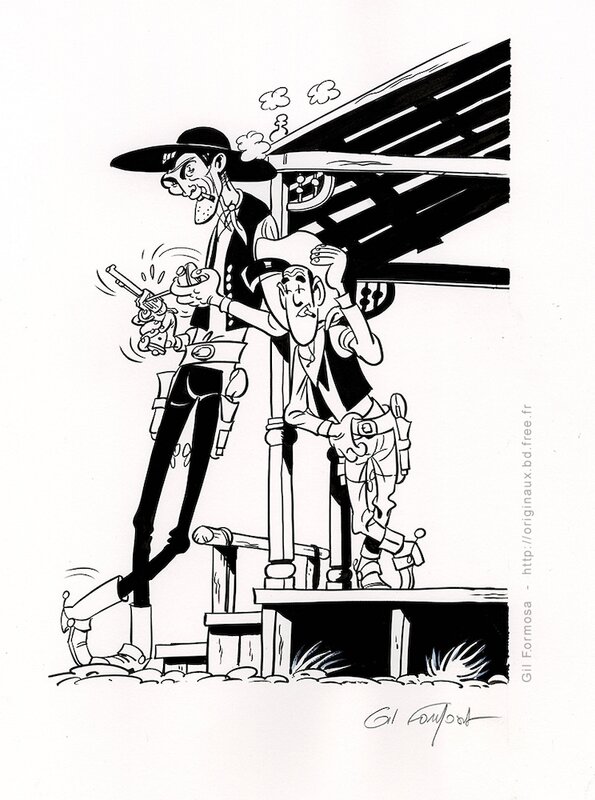 Gil Formosa, LUCKY LUKE & PHIL DEFER - Illustration originale