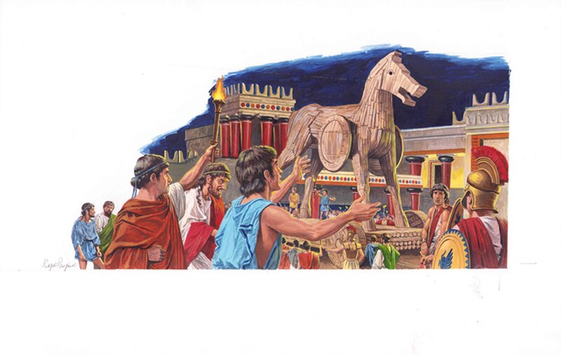 Roger Payne | 1991 | Het paard van Troje - Illustration originale