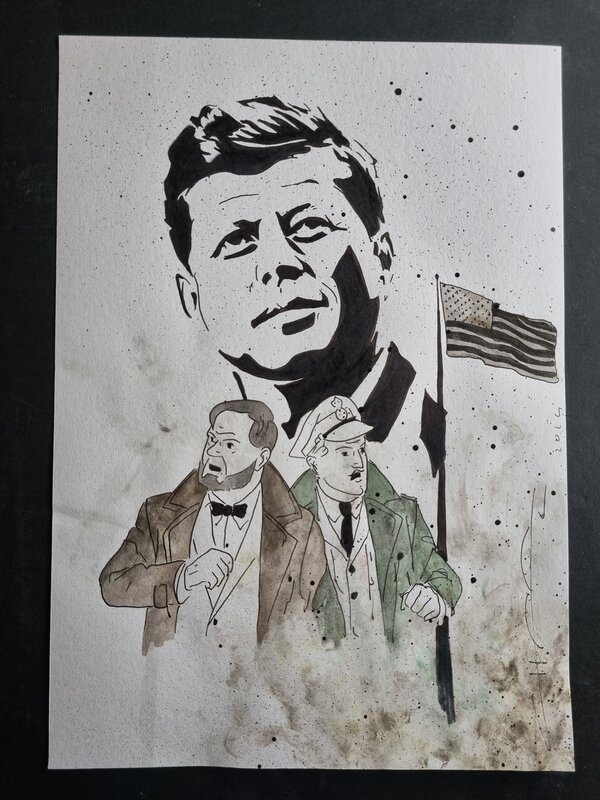 Johan Chaaz, Edgar Pierre Jacobs, Hommage à Blake et Mortimer et Kennedy - Original Illustration