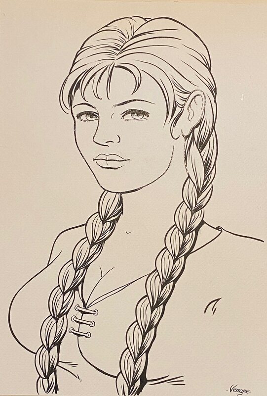 Jean-Christophe Vergne, illustration originale, Belle Damoiselle nattée, 