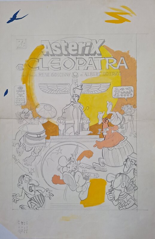 Bruno Napoli, Albert Uderzo, Affiche crayonné du film Astérix et Cléopâtre - Couverture originale