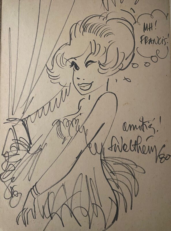 François Walthéry, illustration originale, Natacha en nuisette, 