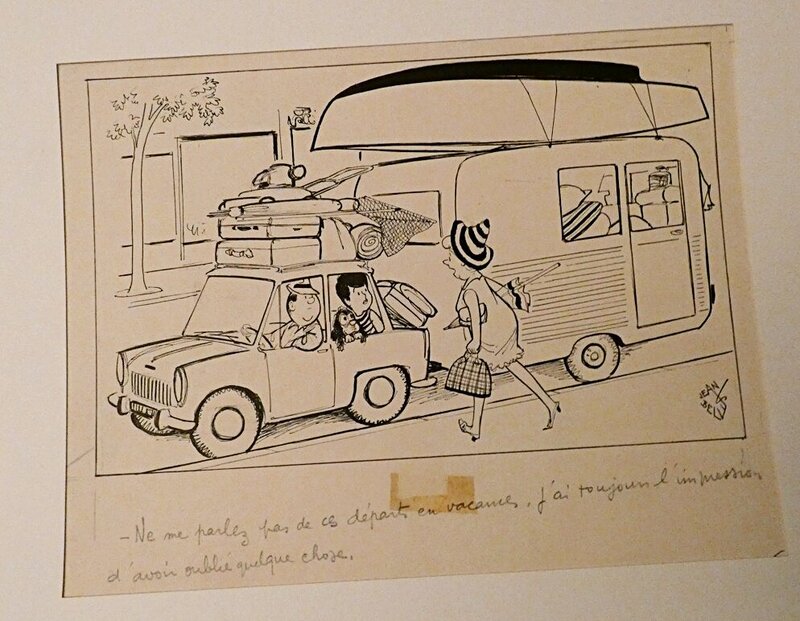 Jean Bellus, Nous oublions toujours quelque chose quand nous partons en vacances ...Bien sûr . - Illustration originale