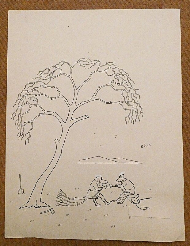 Jean Bosc, Que faut-il faire pour avoir une chance de pendu..toucher du bois ? - Original Illustration