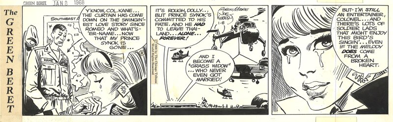 Joe Kubert, Tales of the Green Berets . Daily strip du 8 janvier 1968. - Planche originale