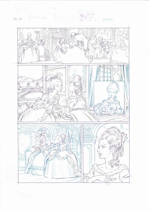 Isa Python, Mémoires de Marie-Antoinette, page 50. - Planche originale