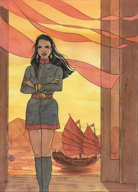 En vente - Bob Morane girls par Alain Poncelet, Henri Vernes - Illustration originale