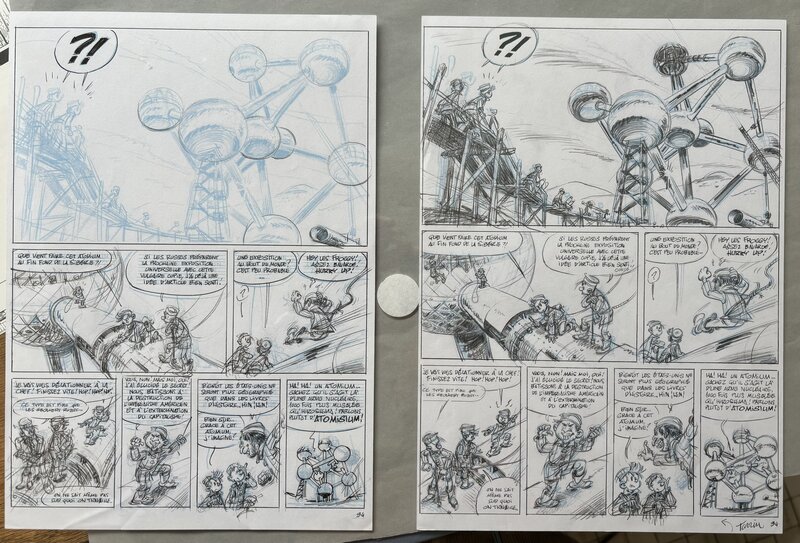 Fabrice Tarrin, Spirou chez les soviets. Crayonné - Original Illustration