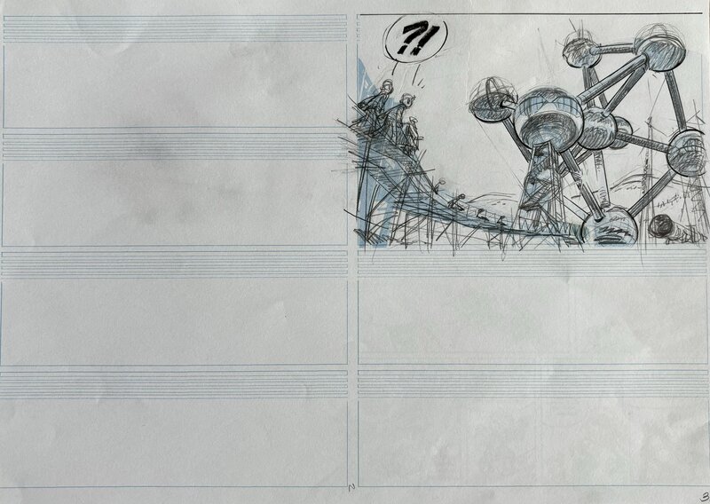Fabrice Tarrin, Spirou chez les soviets. Crayonnée. - Original Illustration