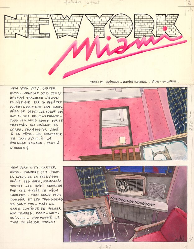 New-York Miami p1 par Loustal, Philippe Paringaux, Philippe Vuillemin - Planche originale