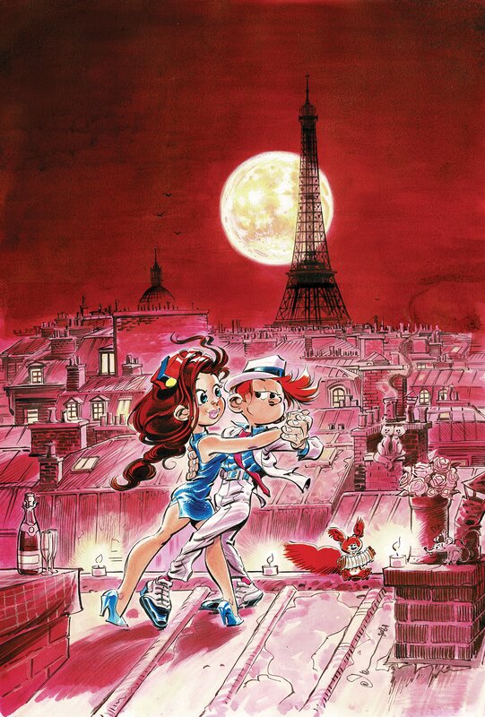Dan Verlinden, Spirou et Luna Fatale à Paris - Original Illustration