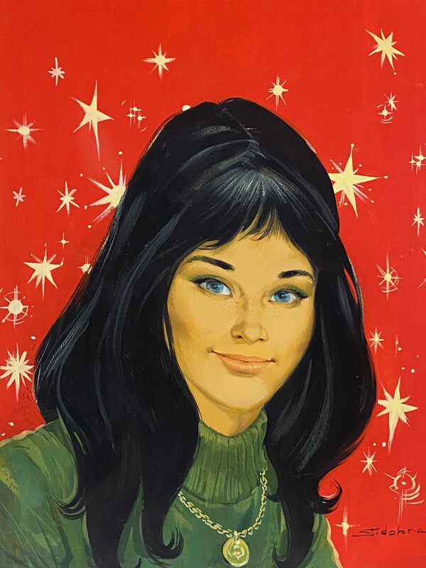 Jean Sidobre, couverture originale, Jeune fille brune sur fonds rouge, 