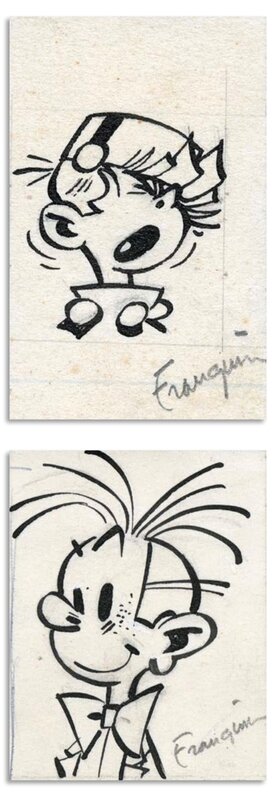 André Franquin, Spirou et Fantasio - portraits - Original Illustration
