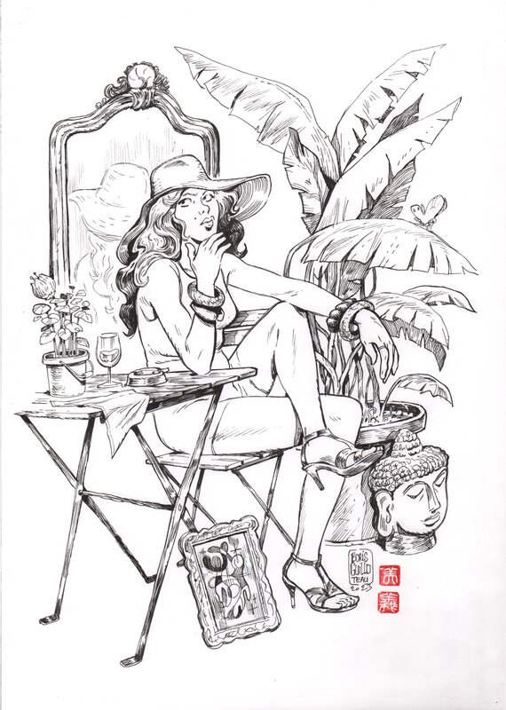 For sale - Boris Guilloteau, La gardienne de la brocante - Original Illustration