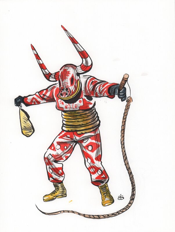 En vente - Le Minotaure rouge par Boris Guilloteau - Illustration originale
