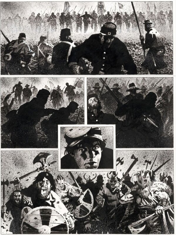 STEVE CUZOR : LE COMBAT D'HENRY FLEMING Dupuis 2024 Planche originale n° 45 - Planche originale