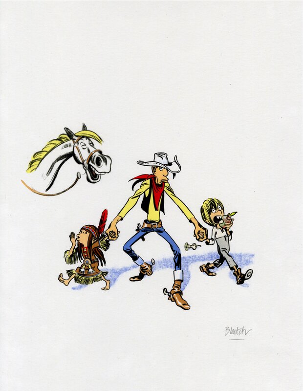 Blutch - Couverture les indomptés -  Hommage à Lucky Luke - Original Cover