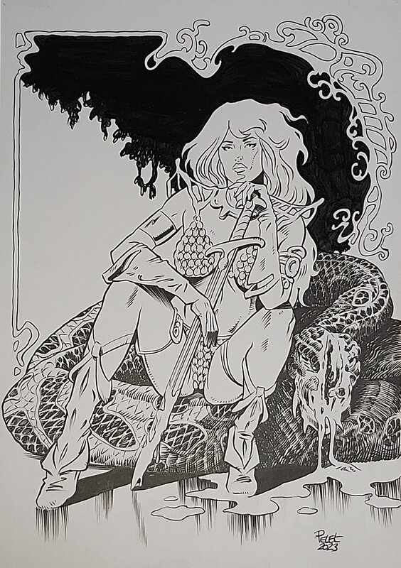 En vente - Red SONJA par Claude Pelet - Illustration originale