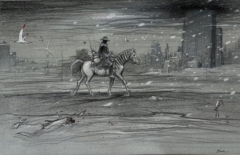 Cavalier par Enki Bilal - Planche originale