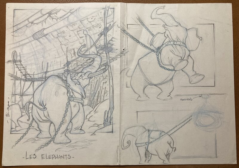 LES ELEPHANTS by Brice Bingono, Benoît Sokal - Original art