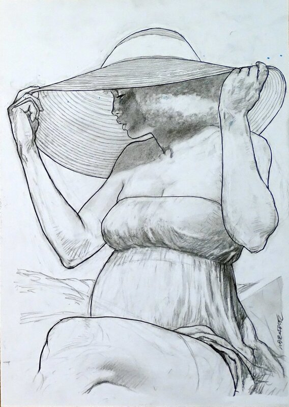 For sale - Femme au chapeau by Tanino Liberatore - Original Illustration