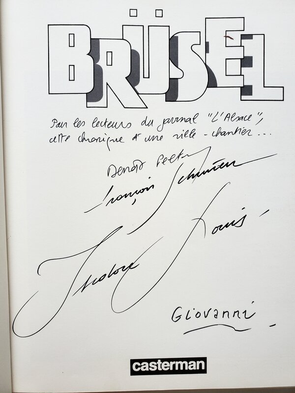 François Schuiten, Benoît Peeters, CITES OBSCURES   T5 BRÛSEL  signatures - Sketch