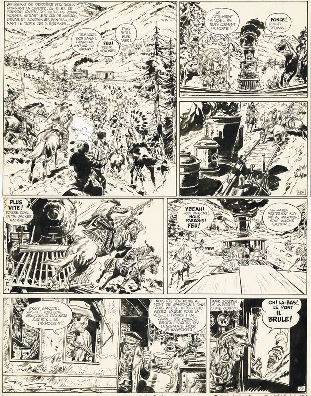 Jean Giraud, Jean-Michel Charlier, Blueberry, Le Cheval de Fer, Planche originale 45 - Planche originale