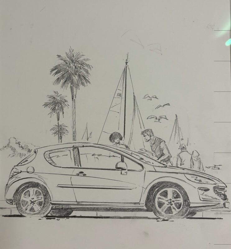 En vente - William Vance, Xiii Advertisement for Peugeot - Illustration originale
