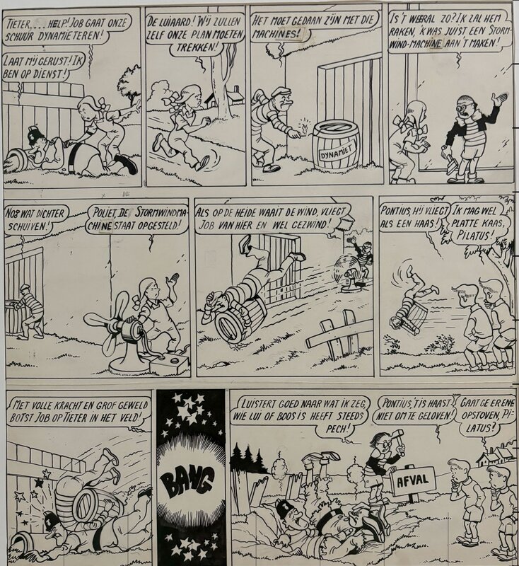 Willy Vandersteen, De Vrolijke Bengels Stormmachine - Planche originale