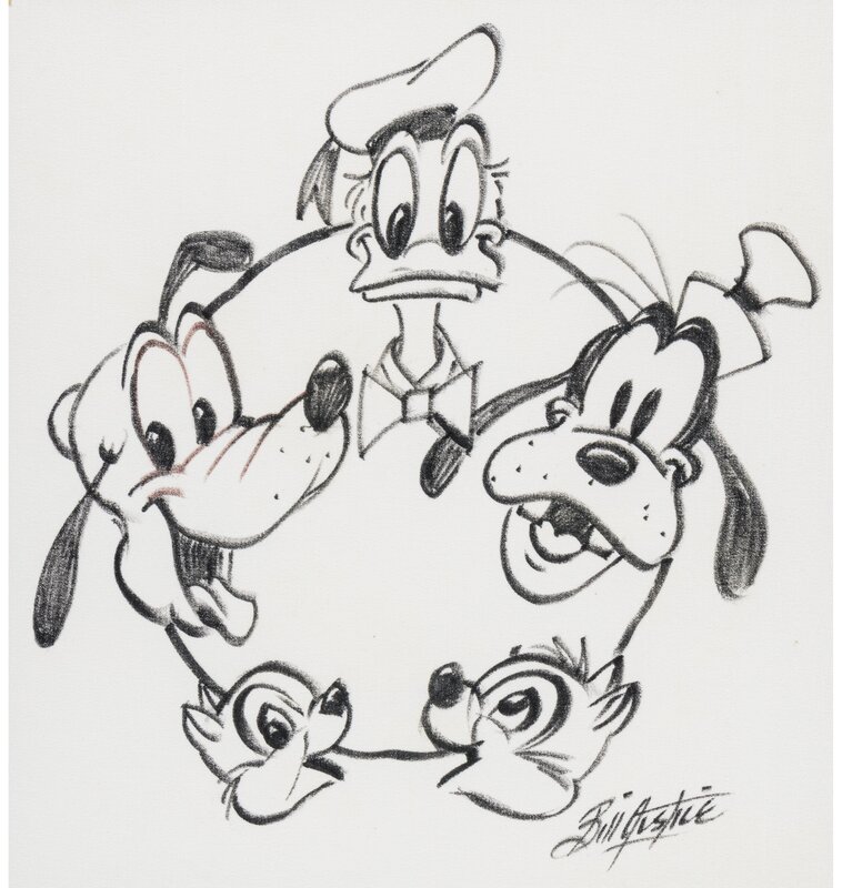 Bill Justice - Donald Duck, Goofy, Chip 'n Dale, and Pluto - Original Illustration