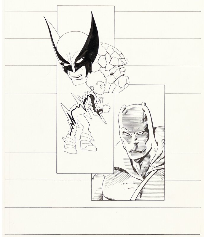 Ciro (Cyrus) Tota Récits Complets Marvel Album Relié #10: Fantastiques contre X-Men, La Panthère Noire quatrième de couverture - Planche originale