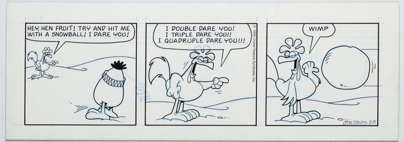 Jim Davis, brett koth, Jim Davis and Brett Koth U.S. Acres  Daily Comic Strip du 8 février 1988 - Planche originale