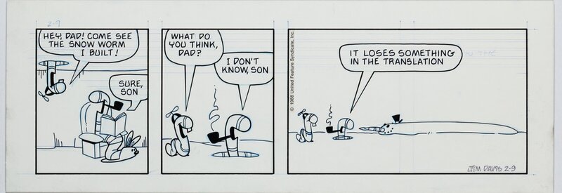 Jim Davis, brett koth, Jim Davis and Brett Koth U.S. Acres  Daily Comic Strip du 9 février 1988 - Comic Strip