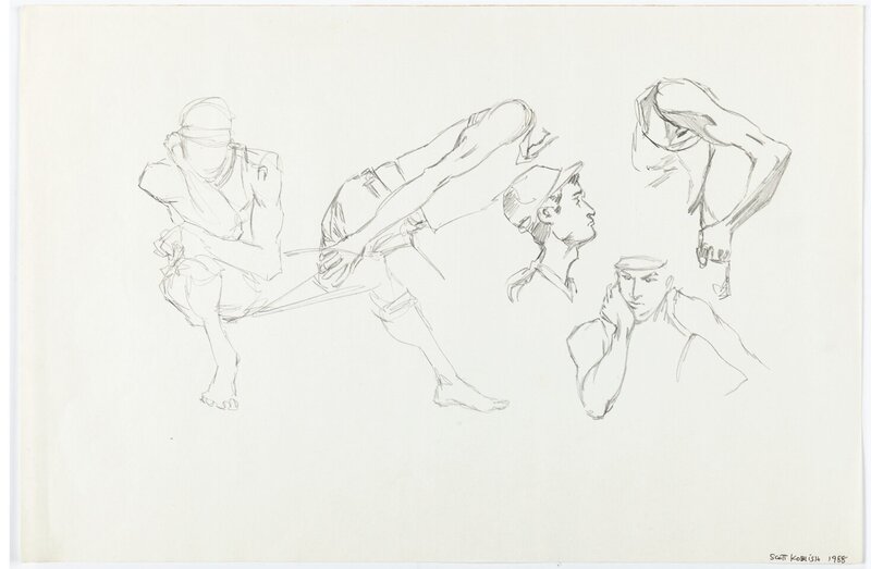 Scott Koblish dessin préparatoires 4 sur 5 1988 - Œuvre originale