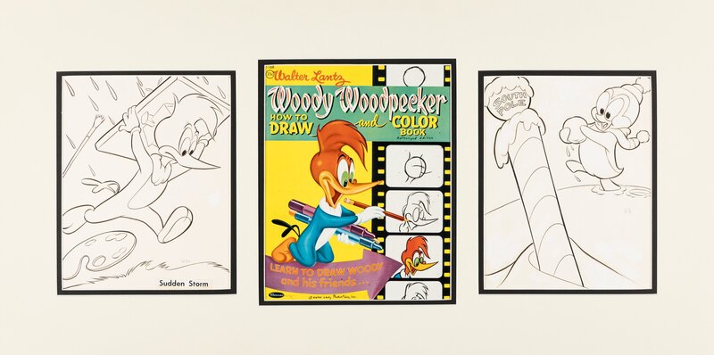 Frank Mc savage, Frank McSavage Woody Woodpecker How to Draw and Color Book   2 illustrations originales + réplique couverture - Original Illustration