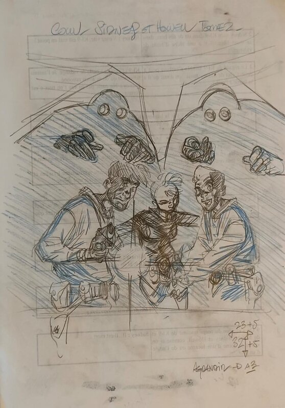 Nicolas Moraes croquis préparatoire couverture SIDNEY & HOWELL tome 2 les équarisseurs - Œuvre originale
